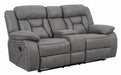 Higgins Pillow Top Arm Motion Loveseat with Console Grey - Royal Furniture & Gifts (MI) - Multi Location