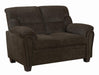 Clementine Upholstered Loveseat with Nailhead Trim Brown - Royal Furniture & Gifts (MI) - Multi Location