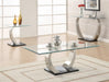 Pruitt Glass Top Coffee Table Clear and Satin - Royal Furniture & Gifts (MI) - Multi Location