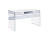 Dobrev 2-drawer Writing Desk Glossy White and Clear - Royal Furniture & Gifts (MI) - Multi Location