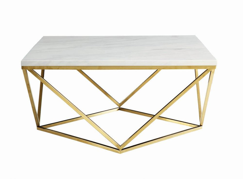Elana Rectangle 2-shelf Coffee Table Glossy White - Royal Furniture & Gifts (MI) - Multi Location