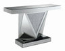 Amore Rectangular Sofa Table with Triangle Detailing Silver and Clear Mirror - Royal Furniture & Gifts (MI) - Multi Location
