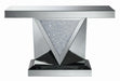 Amore Rectangular Sofa Table with Triangle Detailing Silver and Clear Mirror - Royal Furniture & Gifts (MI) - Multi Location
