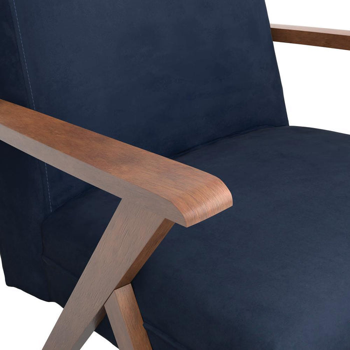 Cheryl Wooden Arms Accent Chair Dark Blue and Walnut - Royal Furniture & Gifts (MI) - Multi Location