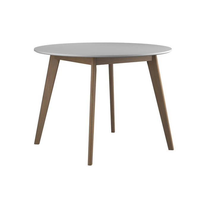 Breckenridge Round Dining Table Matte White and Natural Oak - Royal Furniture & Gifts (MI) - Multi Location
