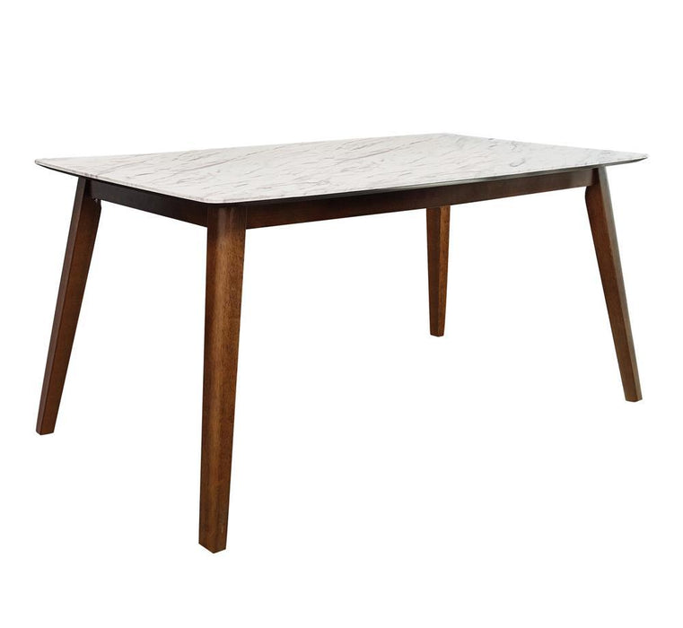 Everett Faux Marble Top Dining Table Natural Walnut and White - Royal Furniture & Gifts (MI) - Multi Location