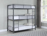 Maynard Metal Triple Twin Bunk Bed Gunmetal - Royal Furniture & Gifts (MI) - Multi Location
