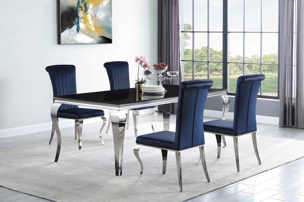 Carone Rectangular Glass Top Dining Table Black and Chrome - Royal Furniture & Gifts (MI) - Multi Location