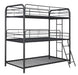 Garner Triple Twin Bunk Bed with Ladder Gunmetal - Royal Furniture & Gifts (MI) - Multi Location