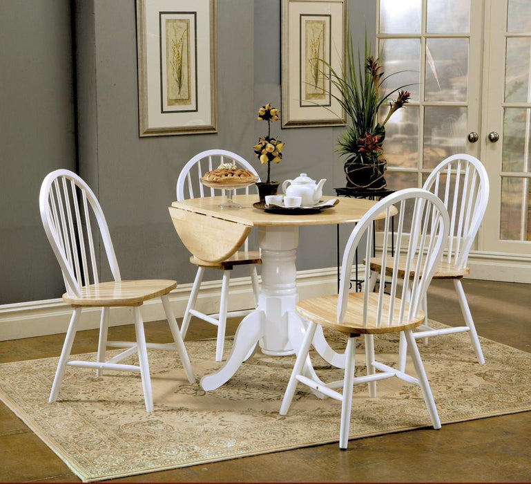 Allison Drop Leaf Round Dining Table Natural Brown and White - Royal Furniture & Gifts (MI) - Multi Location
