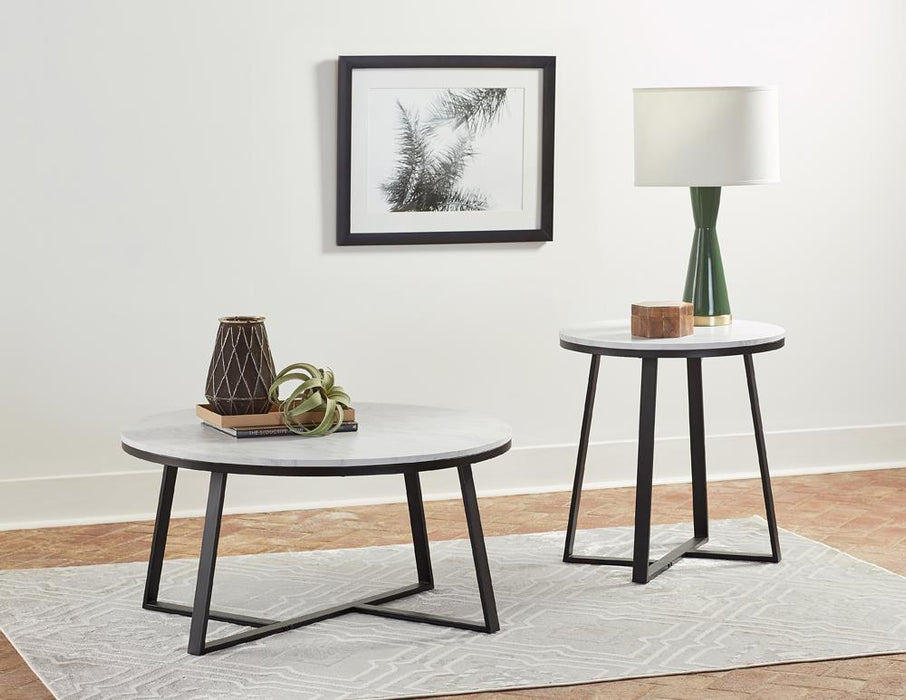Hugo Round Coffee Table White and Matte Black - Royal Furniture & Gifts (MI) - Multi Location