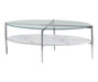 Cadee Round Glass Top Coffee Table White and Chrome - Royal Furniture & Gifts (MI) - Multi Location