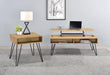 Fanning Square End Table with Open Compartment Golden Oak and Black - Royal Furniture & Gifts (MI) - Multi Location