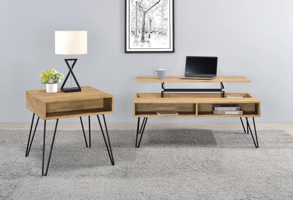 Fanning Lift Top Storage Coffee Table Golden Oak and Black - Royal Furniture & Gifts (MI) - Multi Location