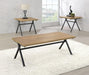 Colmar 3-piece Trestle Occasional Table Set Golden Oak and Gunmetal - Royal Furniture & Gifts (MI) - Multi Location