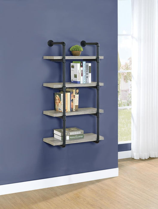 Elmcrest 24-inch Wall Shelf Black and Rustic Oak - Royal Furniture & Gifts (MI) - Multi Location
