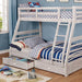 California III Wire-Brushed White Twin/Full Bunk Bed w/ 2 Drawers - Royal Furniture & Gifts (MI) - Multi Location