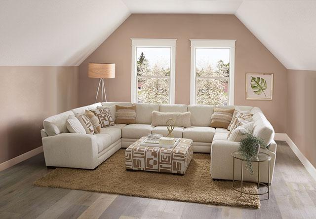 CARLETON Ottoman, Ivory/Tan - Royal Furniture & Gifts (MI) - Multi Location