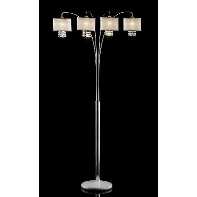 Claris Ivory/Chrome Arch Lamp, Hanging Crystal - Royal Furniture & Gifts (MI) - Multi Location