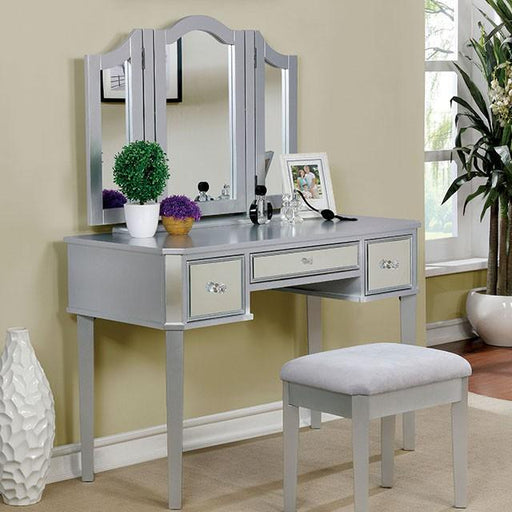CLARISSE Silver Vanity w/ Stool - Royal Furniture & Gifts (MI) - Multi Location
