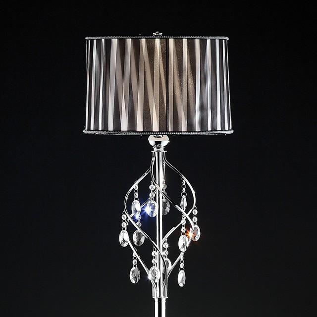 Arya Black/Chrome Floor Lamp, Hanging Crystal - Royal Furniture & Gifts (MI) - Multi Location