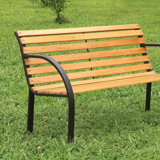DUMAS Oak/Black Patio Wooden Bench - Royal Furniture & Gifts (MI) - Multi Location