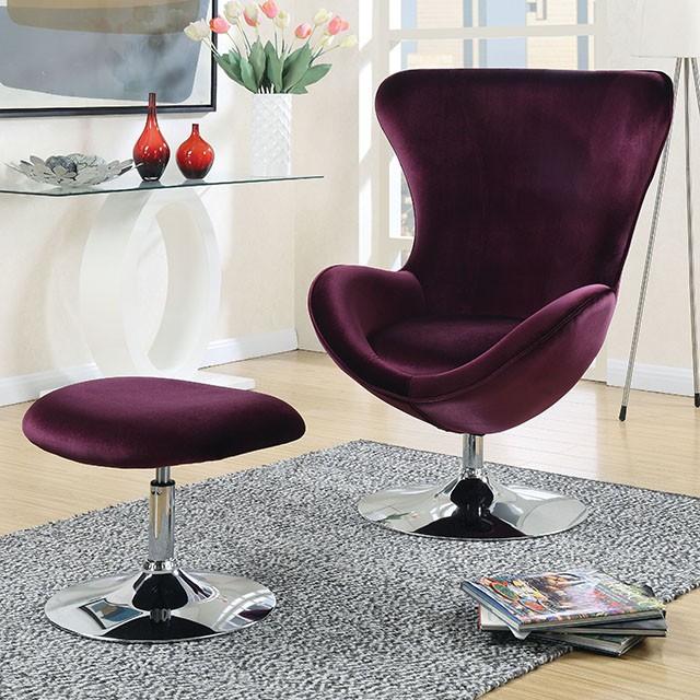 Eloise Purple Accent Chair w/ Ottoman - Royal Furniture & Gifts (MI) - Multi Location