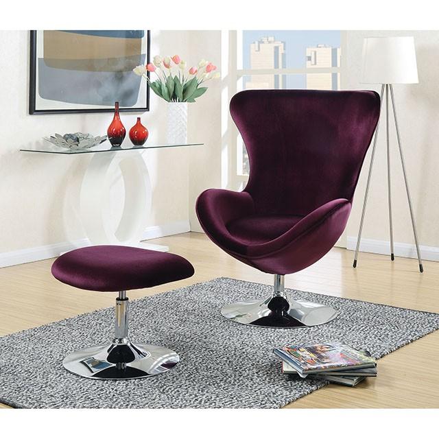 Eloise Purple Accent Chair w/ Ottoman - Royal Furniture & Gifts (MI) - Multi Location