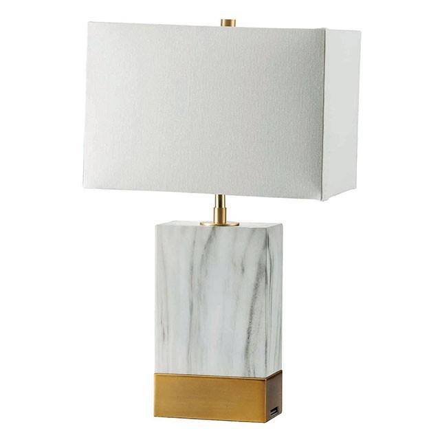 Faith White Marble/Gold 20"H White Marble Gold Table Lamp - Royal Furniture & Gifts (MI) - Multi Location