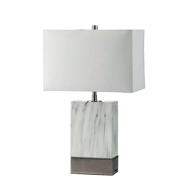 Faith White Marble/Silver 20"H White Marble Steel Table Lamp - Royal Furniture & Gifts (MI) - Multi Location