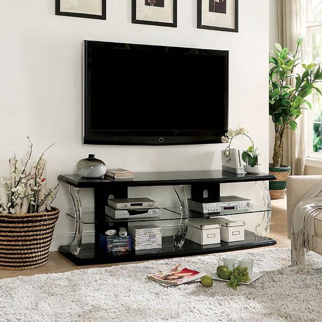 Ernst Black/Clear 60" TV Stand - Royal Furniture & Gifts (MI) - Multi Location