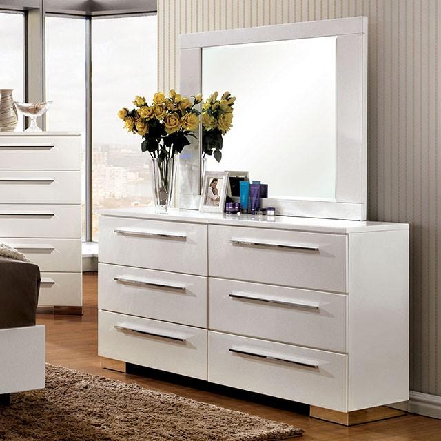 CLEMENTINE Glossy White Mirror - Royal Furniture & Gifts (MI) - Multi Location