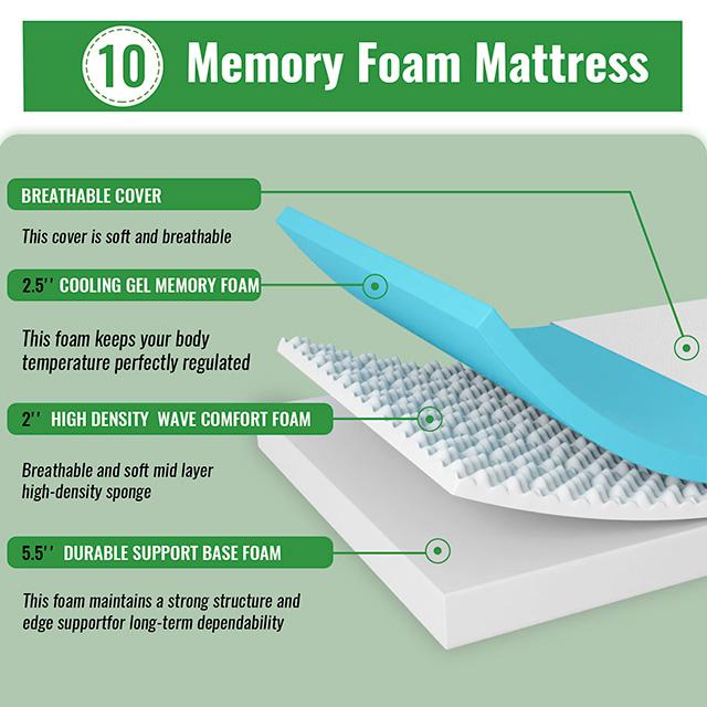 Coreopsis 10" Queen Memory Foam Wave Comfort - Royal Furniture & Gifts (MI) - Multi Location