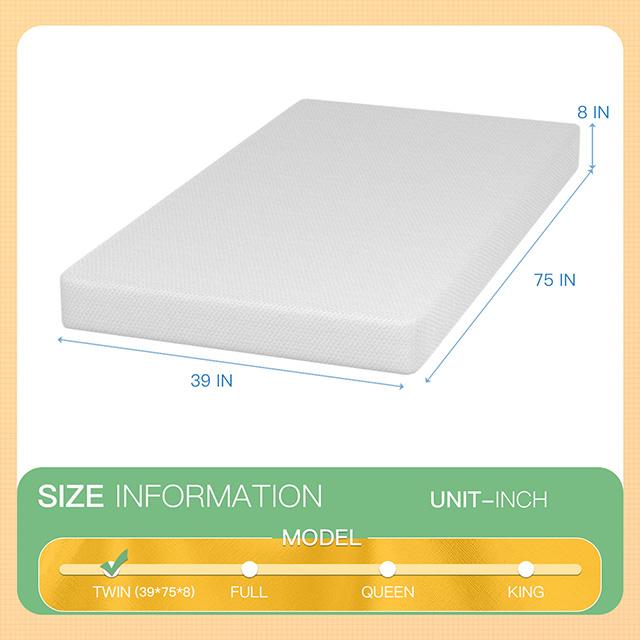 Forsythia 8" Twin Green Tea Gel Memory Foam - Royal Furniture & Gifts (MI) - Multi Location