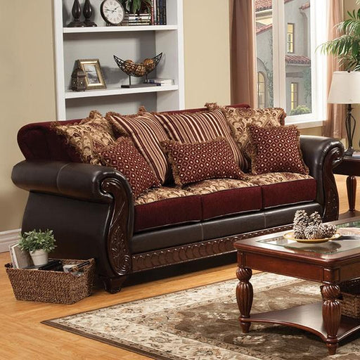 Franklin Burgundy/Espresso Sofa, Burgundy - Royal Furniture & Gifts (MI) - Multi Location