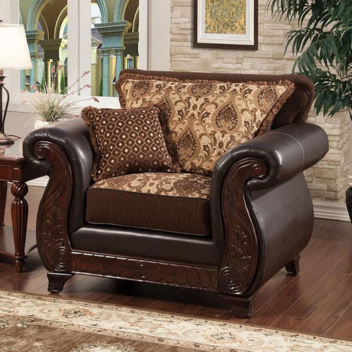 Franklin Dark Brown/Tan Chair With Pu In Brown - Royal Furniture & Gifts (MI) - Multi Location