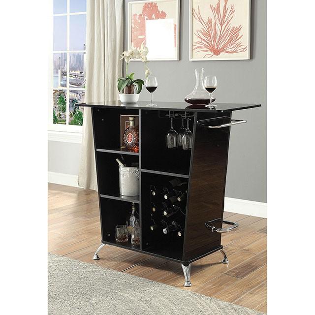 Fuero Black/Chrome Bar Table (K/D) - Royal Furniture & Gifts (MI) - Multi Location