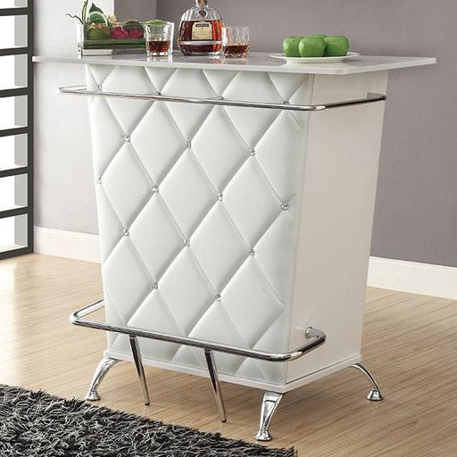 Fuero White/Chrome Bar Table (K/D) - Royal Furniture & Gifts (MI) - Multi Location