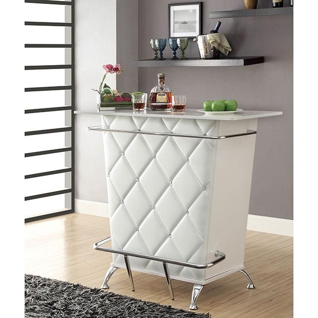 Fuero White/Chrome Bar Table (K/D) - Royal Furniture & Gifts (MI) - Multi Location