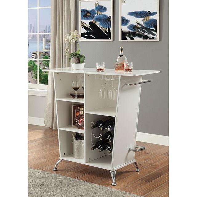 Fuero White/Chrome Bar Table (K/D) - Royal Furniture & Gifts (MI) - Multi Location