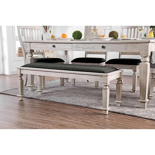 Georgia Antique White/Gray Bench - Royal Furniture & Gifts (MI) - Multi Location