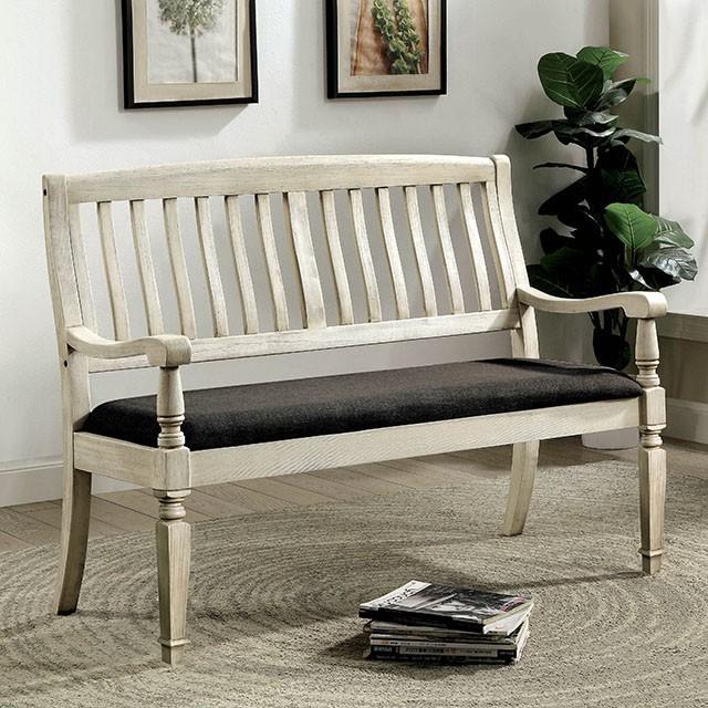 Georgia Antique White/Gray Love Seat Bench - Royal Furniture & Gifts (MI) - Multi Location