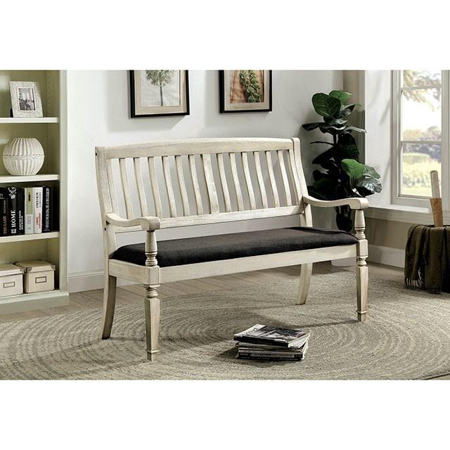 Georgia Antique White/Gray Love Seat Bench - Royal Furniture & Gifts (MI) - Multi Location