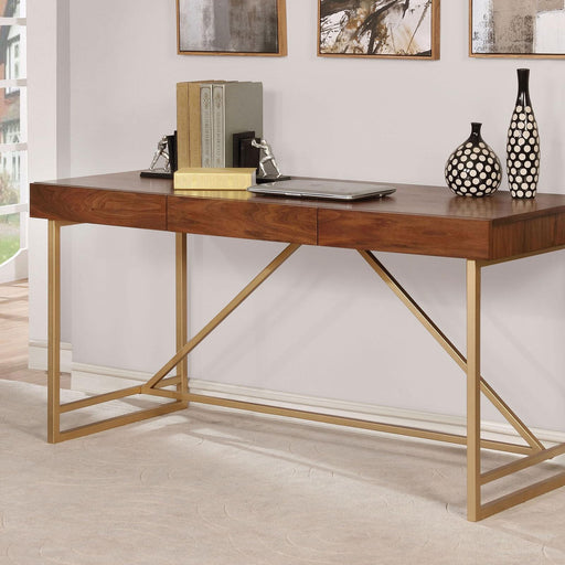 Halstein Light Walnut/Gold Desk - Royal Furniture & Gifts (MI) - Multi Location
