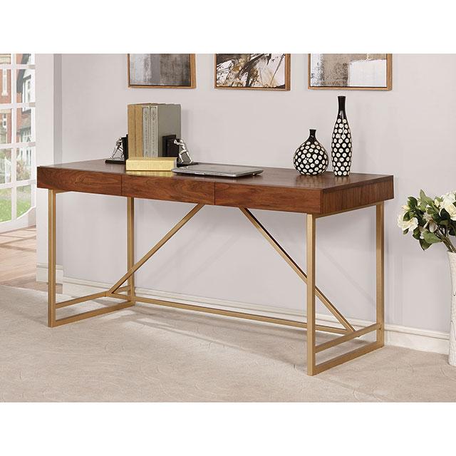 Halstein Light Walnut/Gold Desk - Royal Furniture & Gifts (MI) - Multi Location