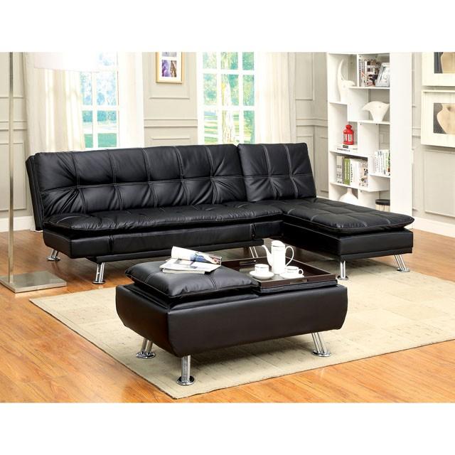 HAUSER II Black/Chrome Ottoman, Black - Royal Furniture & Gifts (MI) - Multi Location