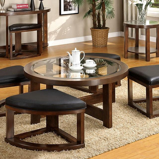 Crystal Cove II Dark Walnut Round Coffee Table w/ 4 Stools - Royal Furniture & Gifts (MI) - Multi Location