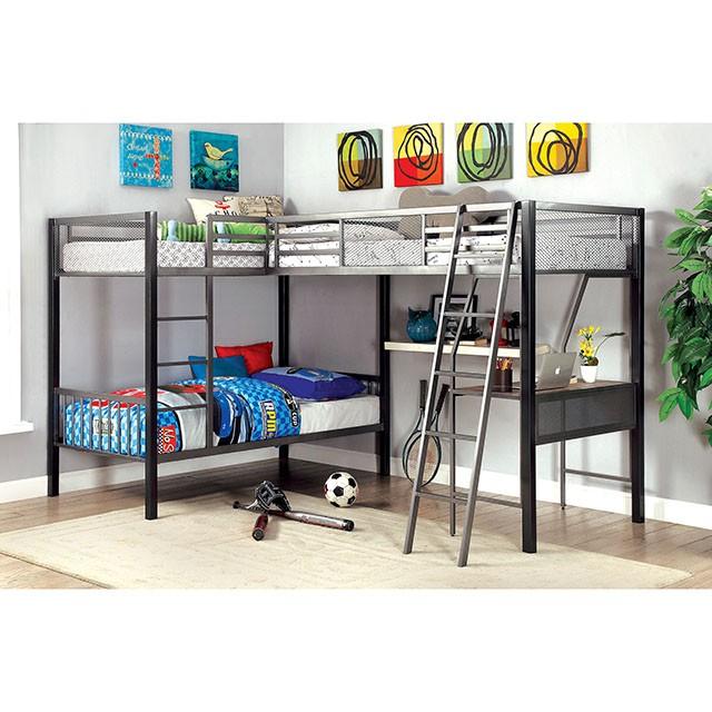 BALLARAT Silver Triple Twin Bunk Bed w/ Desk - Royal Furniture & Gifts (MI) - Multi Location