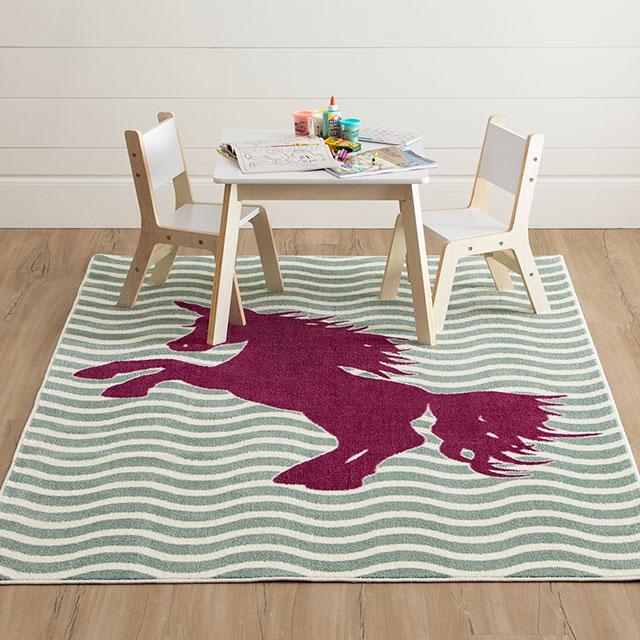 BARON 5' X 8', Area Rug, Horse, Sage Green/Fuchsia - Royal Furniture & Gifts (MI) - Multi Location