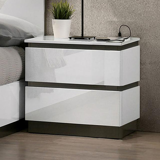 BIRSFELDEN Night Stand w/ USB, White - Royal Furniture & Gifts (MI) - Multi Location